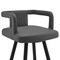 Armen Living Gabriele 26" Gray Faux Leather and Black Metal Swivel Bar Stool LCGBBABLGR26 - alternate 6